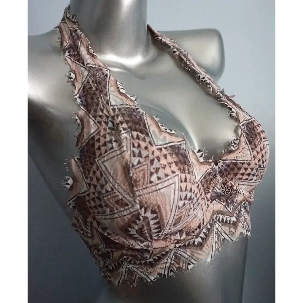 PINK Victoria's Secret Nwt Lightly Lined Cool Geo Lace Halter Bralette Bra XS